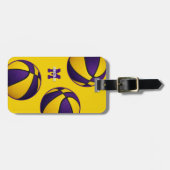 Étiquette À Bagage club d'or violet couleurs basketball (Devant horizontal)