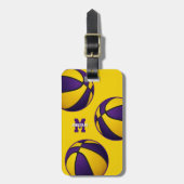 Étiquette À Bagage club d'or violet couleurs basketball (Devant Vertical)