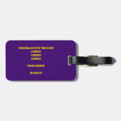 Étiquette À Bagage club d'or violet couleurs basketball (Dos horizontal)