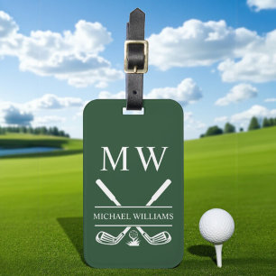 Étiquette À Bagage Clubs de golf Monogramme Personnalisés Green Fores