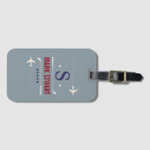 Étiquette À Bagage clubs de golf, nom et initiale sur gris monogrammé (Devant Horizontal)