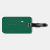 Étiquette À Bagage Clubs de golf, Nom & Initiale sur vert monogrammé (Dos horizontal)