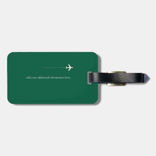 Étiquette À Bagage Clubs de golf, Nom & Initiale sur vert monogrammé (Dos horizontal)