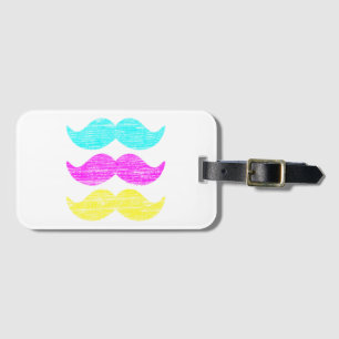 Étiquette À Bagage CMY Mustaches (style presse-lettres) Cyan Magenta