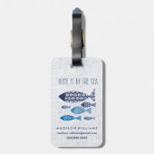 Étiquette À Bagage Coastal | Home is By the Sea (Dos Vertical)