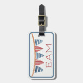 Étiquette À Bagage Coastal Nautical Beach Flags Monogram (Devant Vertical)