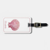 Étiquette À Bagage Coastère rose coquille sur blanc Personnalisé (Devant horizontal)