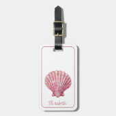 Étiquette À Bagage Coastère rose coquille sur blanc Personnalisé (Devant Vertical)
