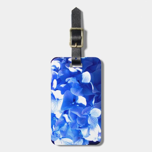 Étiquette À Bagage Cobalt bleu floral élégant bleu hydrangées (Devant Vertical)