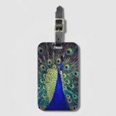 Étiquette À Bagage Cobalt Blue Peacock (Devant Vertical)