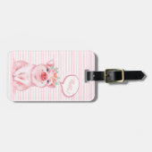 Étiquette À Bagage Cochon aquarelle adorable (Devant horizontal)