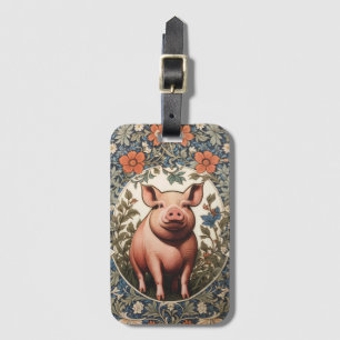 Étiquette À Bagage Cochon mignon inspiré de William Morris