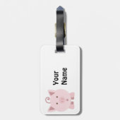 Étiquette À Bagage Cochon rose rond mignon (Dos Vertical)
