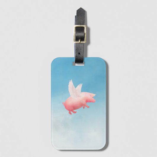 Étiquette À Bagage Cochon Volant (Devant Vertical)