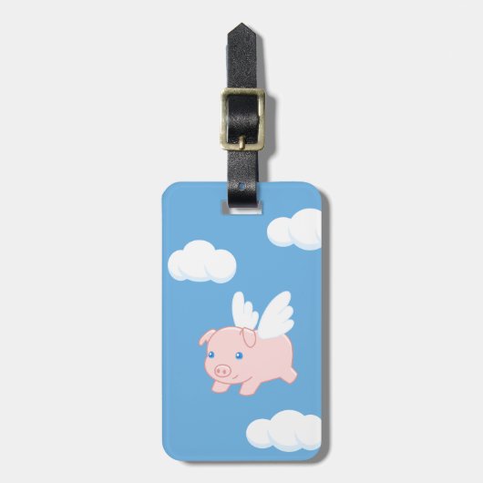 Étiquette À Bagage Cochon volant - Cochon mignon avec ailes (Devant Vertical)