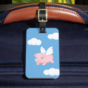 Étiquette À Bagage Cochon Volant - Porcelet Mignon avec des Ailes
