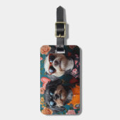 Étiquette À Bagage Cockapoo avec roses du cœur Saint-Valentin (Devant Vertical)