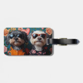 Étiquette À Bagage Cockapoo avec roses du cœur Saint-Valentin (Dos horizontal)