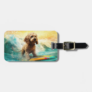 Étiquette À Bagage Cockapoo Beach Surf Paining