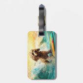 Étiquette À Bagage Cockapoo Beach Surf Paining (Dos Vertical)