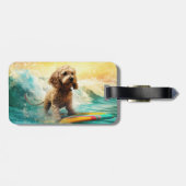Étiquette À Bagage Cockapoo Beach Surf Paining (Dos horizontal)