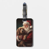 Étiquette À Bagage Cocker Spaniel avec Noël Festif du Père Noël (Dos Vertical)