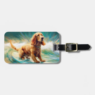 Étiquette À Bagage Cocker Spaniel Beach Surf Peinture