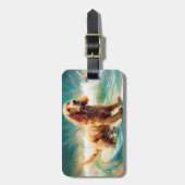 Étiquette À Bagage Cocker Spaniel Beach Surf Peinture (Devant Vertical)