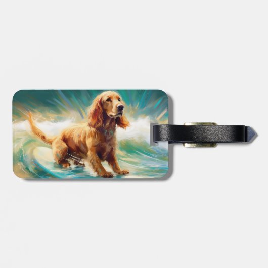 Étiquette À Bagage Cocker Spaniel Beach Surf Peinture (Dos horizontal)