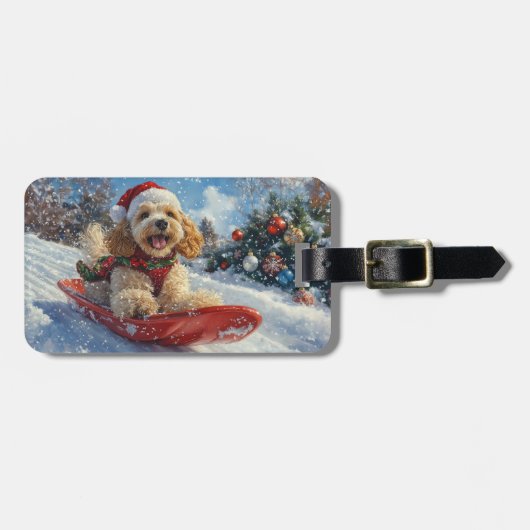 Étiquette À Bagage Cocker Spaniel Chien dans Sledge Let it neige Noël (Devant horizontal)