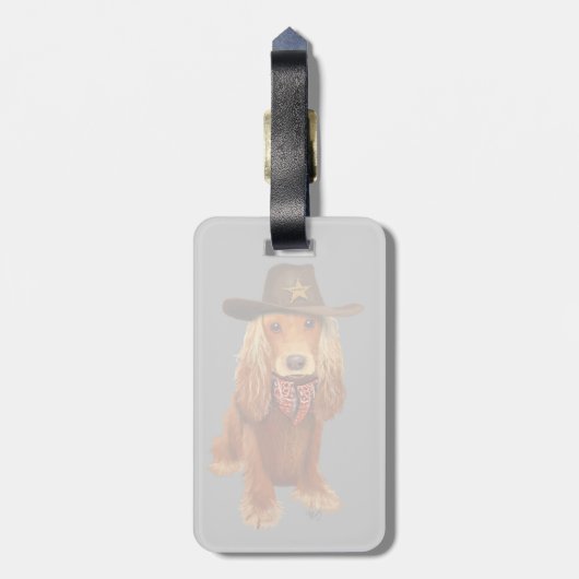 Étiquette À Bagage Cocker Spaniel Cowboy (Dos Vertical)