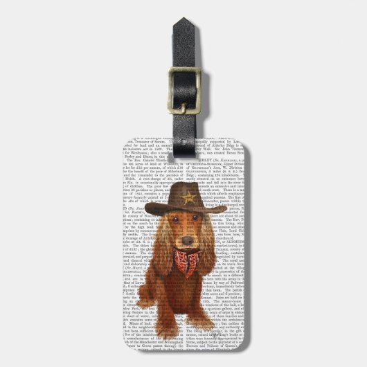 Étiquette À Bagage Cocker Spaniel Cowboy 2 (Devant Vertical)