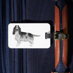 Étiquette À Bagage Cocker Spaniel en noir et blanc & texte personnali