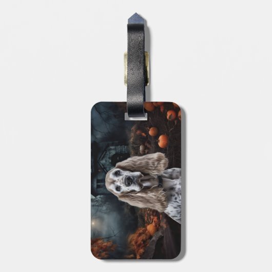 Étiquette À Bagage Cocker Spaniel Halloween effroi (Dos Vertical)