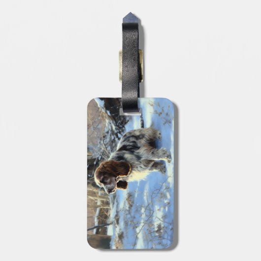 Étiquette À Bagage Cocker Spaniel Laisser Neige Noël (Dos Vertical)