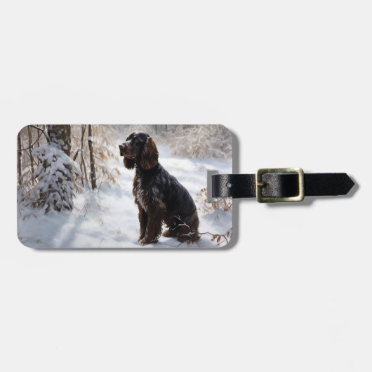 Étiquette À Bagage Cocker Spaniel Laisser Neige Noël (Devant horizontal)