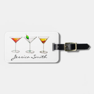 Étiquette À Bagage Cocktail Verre Mixte Boisson Martini Cosmo Manhatt