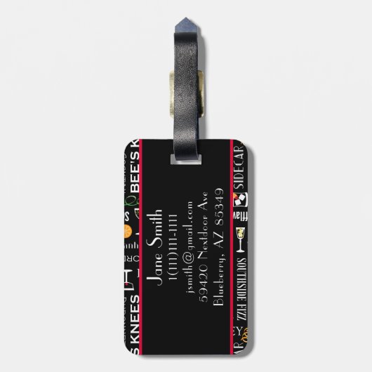 Étiquette À Bagage Cocktails rétro (Dos Vertical)