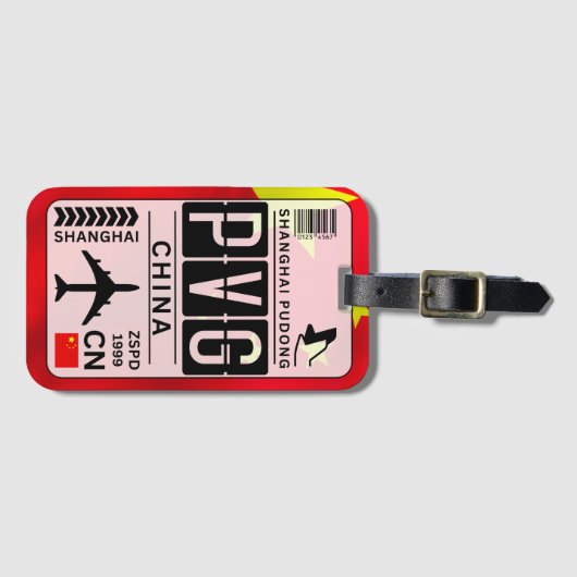 Étiquette À Bagage Code aéroport PVG Chine (Devant Horizontal)