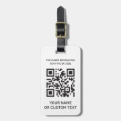 Étiquette À Bagage Code QR avec texte (Devant Vertical)