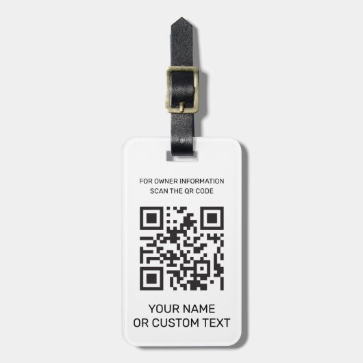 Étiquette À Bagage Code QR avec texte (Devant Vertical)