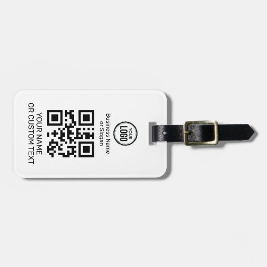 Étiquette À Bagage Code QR Avec Texte Et Logo (Devant horizontal)