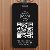 Étiquette À Bagage Code QR | Black Business Logo Professional Modern