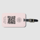 Étiquette À Bagage Code QR | Blush Pink Business Logo Professionnel (Devant Horizontal)