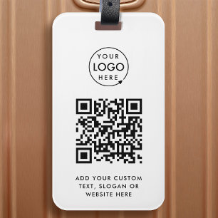 Étiquette À Bagage Code QR Business Logo Professionnel Simple Blanc