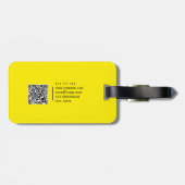 Étiquette À Bagage Code QR couleur unie jaune canari vif Moderne  (Dos horizontal)