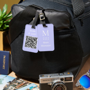 Étiquette À Bagage Code QR couleur unie Scannez si perdu Pervenche