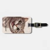 Étiquette À Bagage Code QR de chat amusant (Devant horizontal)