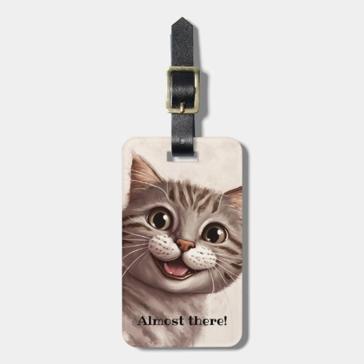 Étiquette À Bagage Code QR de chat amusant (Devant Vertical)