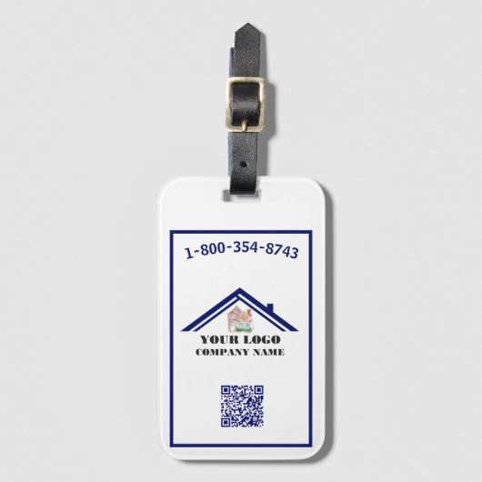 Étiquette À Bagage Code QR du logo de votre entreprise (Devant Vertical)